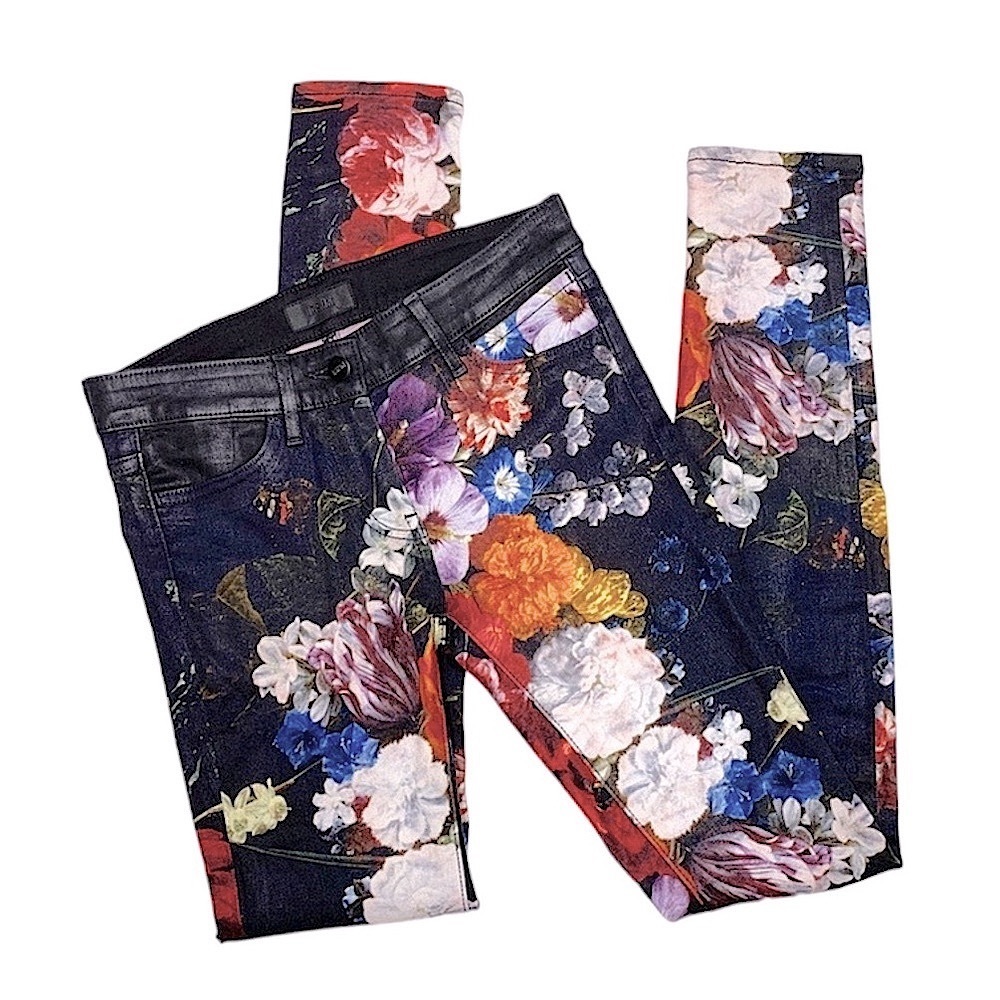 Koral Coated Floral Skinny Jeans for Anthropologie Size 26